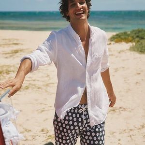 [NWOT] XL Slim White J-Crew Baird Irish linen shirt.